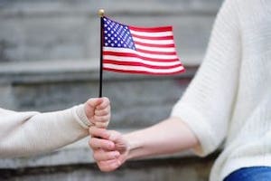 Holding USA Flag